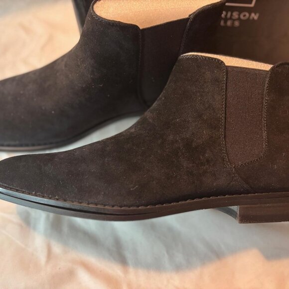 Mens Harrison Myles Chelsea Suede Slip-On Boots Black Sz 10  Style B-1852  NIB